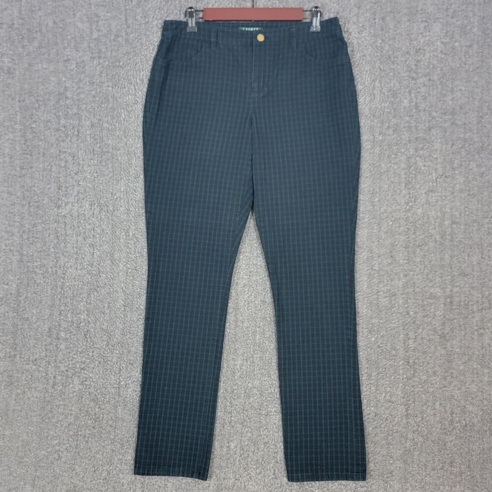 Vintage Lauren Ralph Lauren Pants Womens 10 Blue Green Plaid Slim Straight Chino